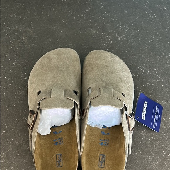 Birkenstock Taupe Suede Clogs - Picture 4 of 5